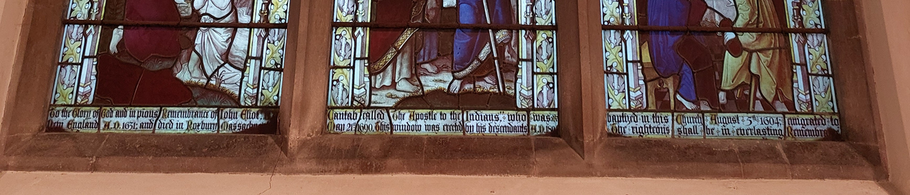 Inscription on stained glass window